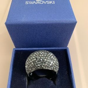 Swarovski Stone Ring Jet Hematite